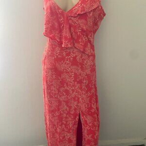 Society Amuse Midnight Flower Maxi Orange/Red print Dress Size M